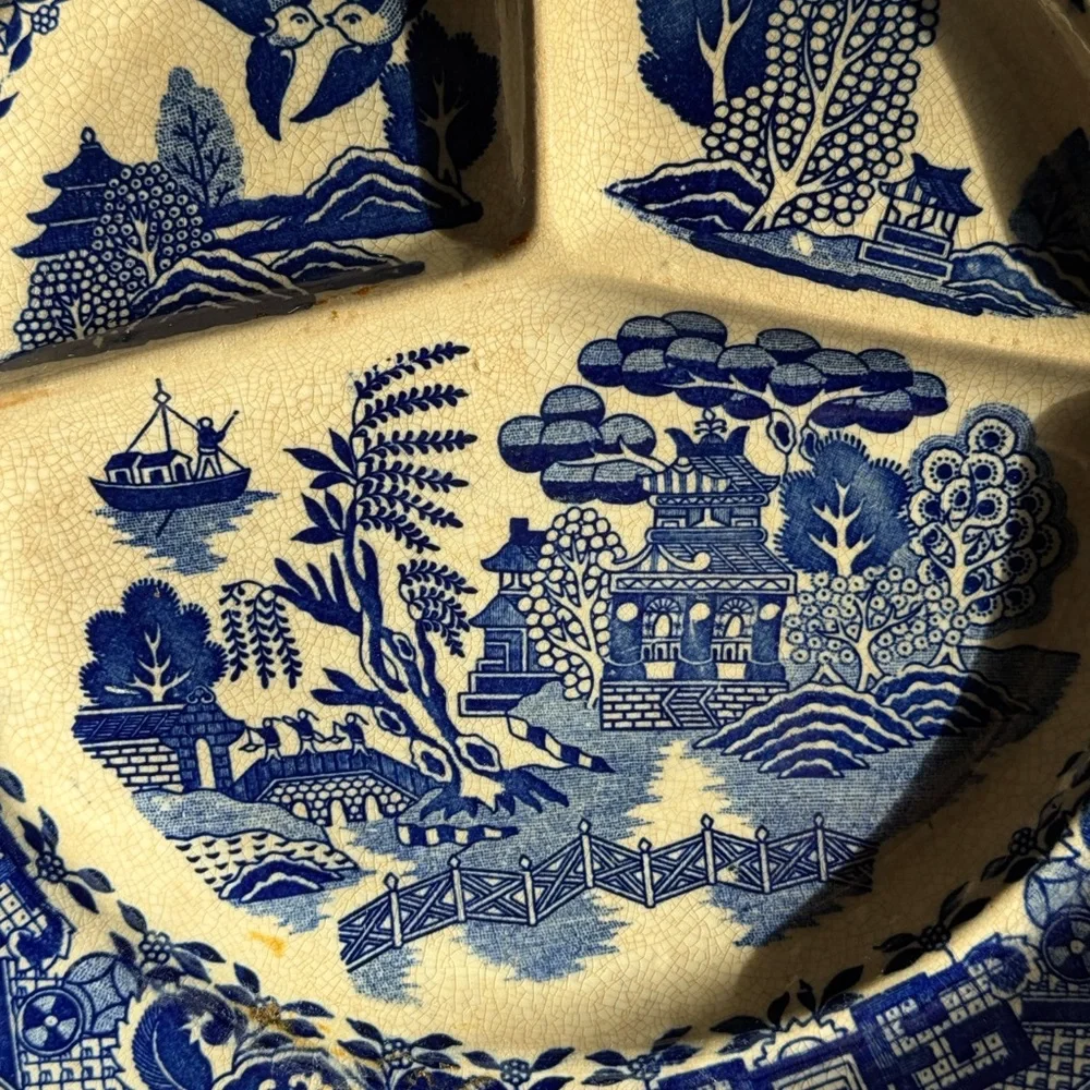 ❤️ Vintage Blue White Floral Plates Pair Chinoiserie Grandmillennial Wall Decor - Picture 4 of 12